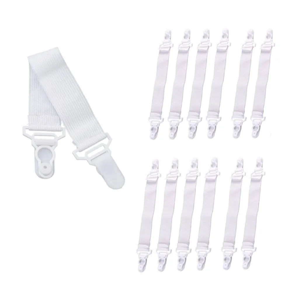 12 Pc Bed Sheet Grippers Set Cover Holders Metal Clasp Straps Clips Fasterners