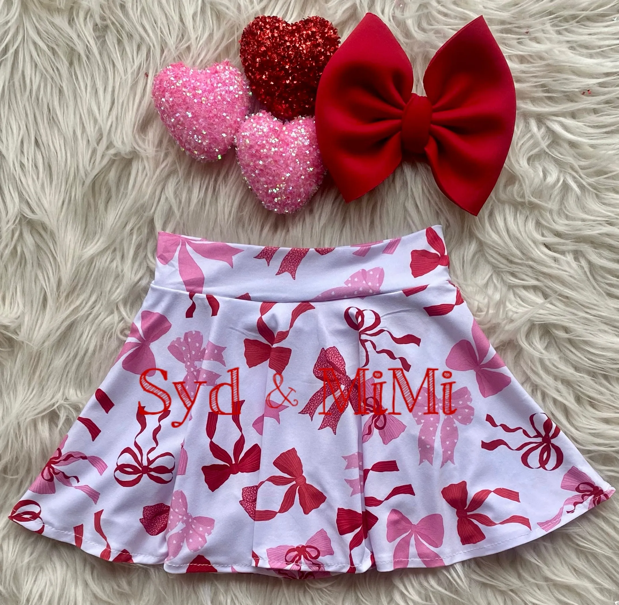 2 left! 3T & 6/7yr ~ Twirl Skort ~ Valentine's Bows