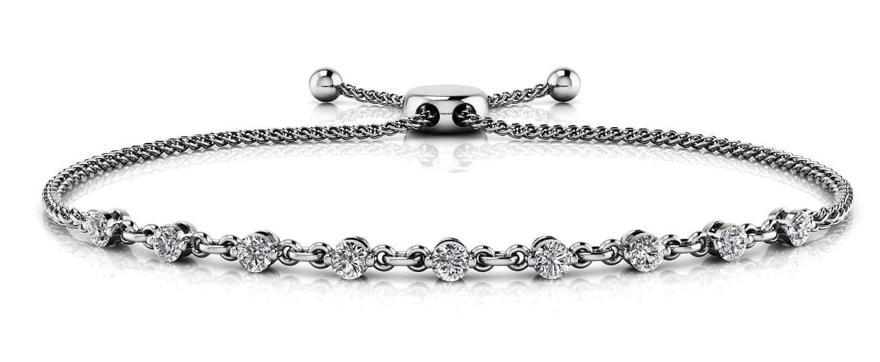 Adjustable Diamond And Chain Link Slider Lab-Grown Diamond Bracelet with 0.54 ct.(finished) 2.5mm