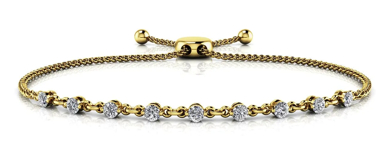 Adjustable Diamond And Chain Link Slider Lab-Grown Diamond Bracelet with 0.54 ct.(finished) 2.5mm