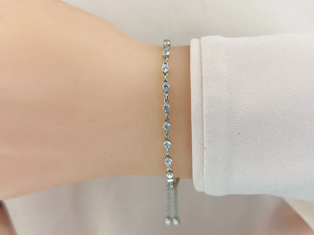 Adjustable Diamond And Chain Link Slider Lab-Grown Diamond Bracelet with 0.54 ct.(finished) 2.5mm