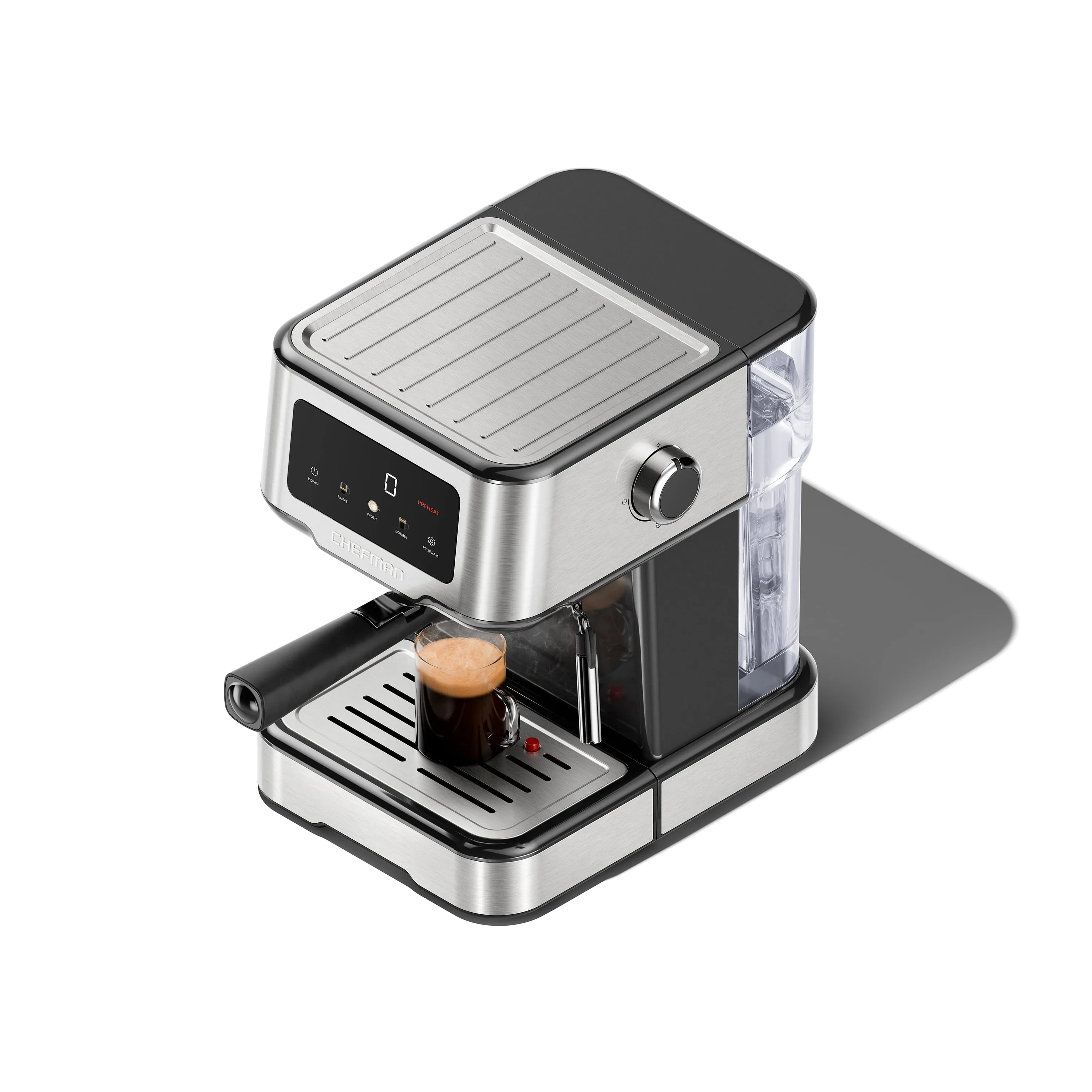 Chefman CraftBrew 15-Bar Espresso Machine w/ Steam Wand and Touch Controls  Stainless Steel, New