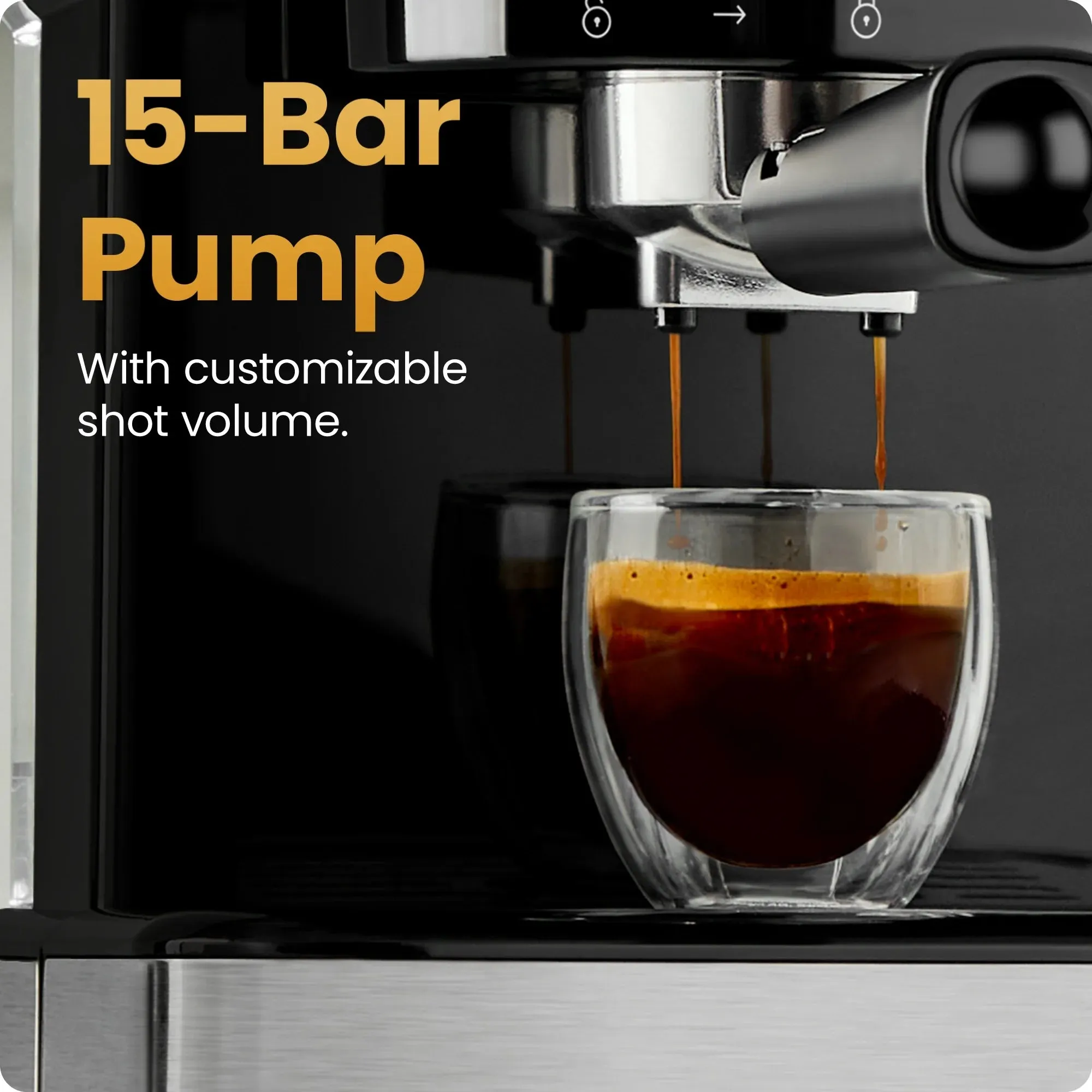 Chefman CraftBrew 15-Bar Espresso Machine w/ Steam Wand and Touch Controls  Stainless Steel, New