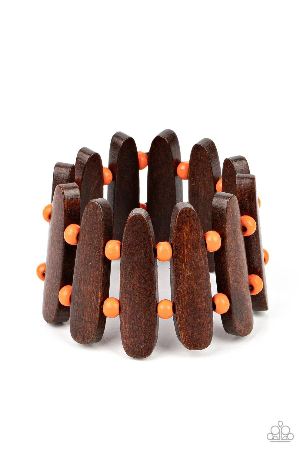 Coronado Cabana Burnt Orange and Brown Wood Bracelet - Paparazzi Accessories