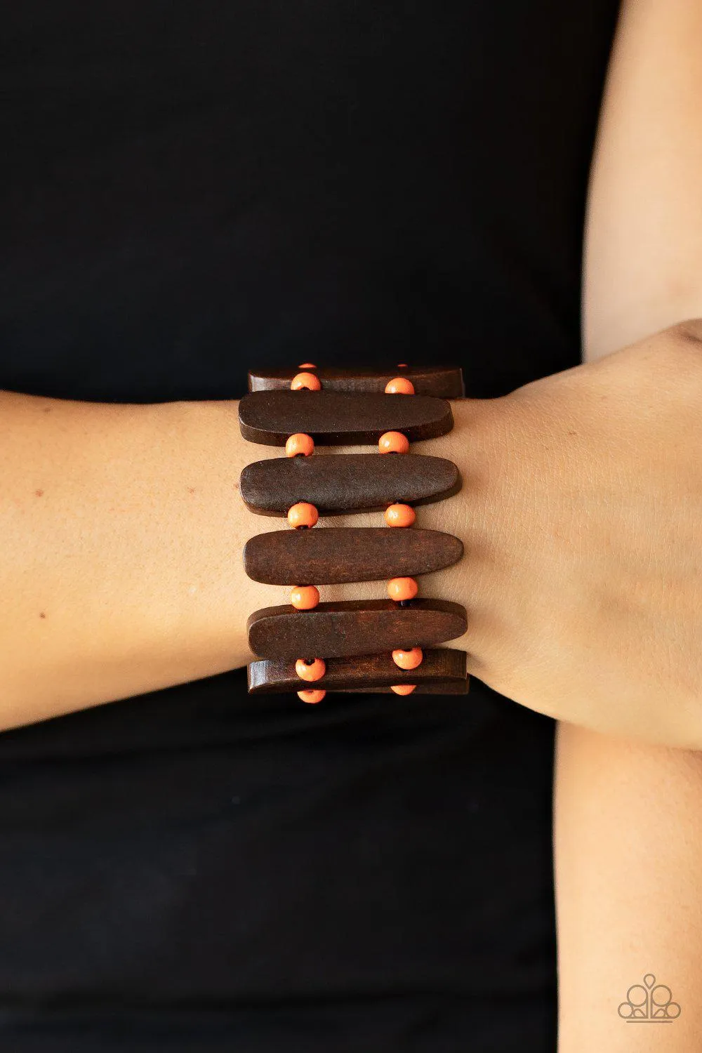 Coronado Cabana Burnt Orange and Brown Wood Bracelet - Paparazzi Accessories