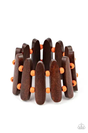Coronado Cabana Burnt Orange and Brown Wood Bracelet - Paparazzi Accessories