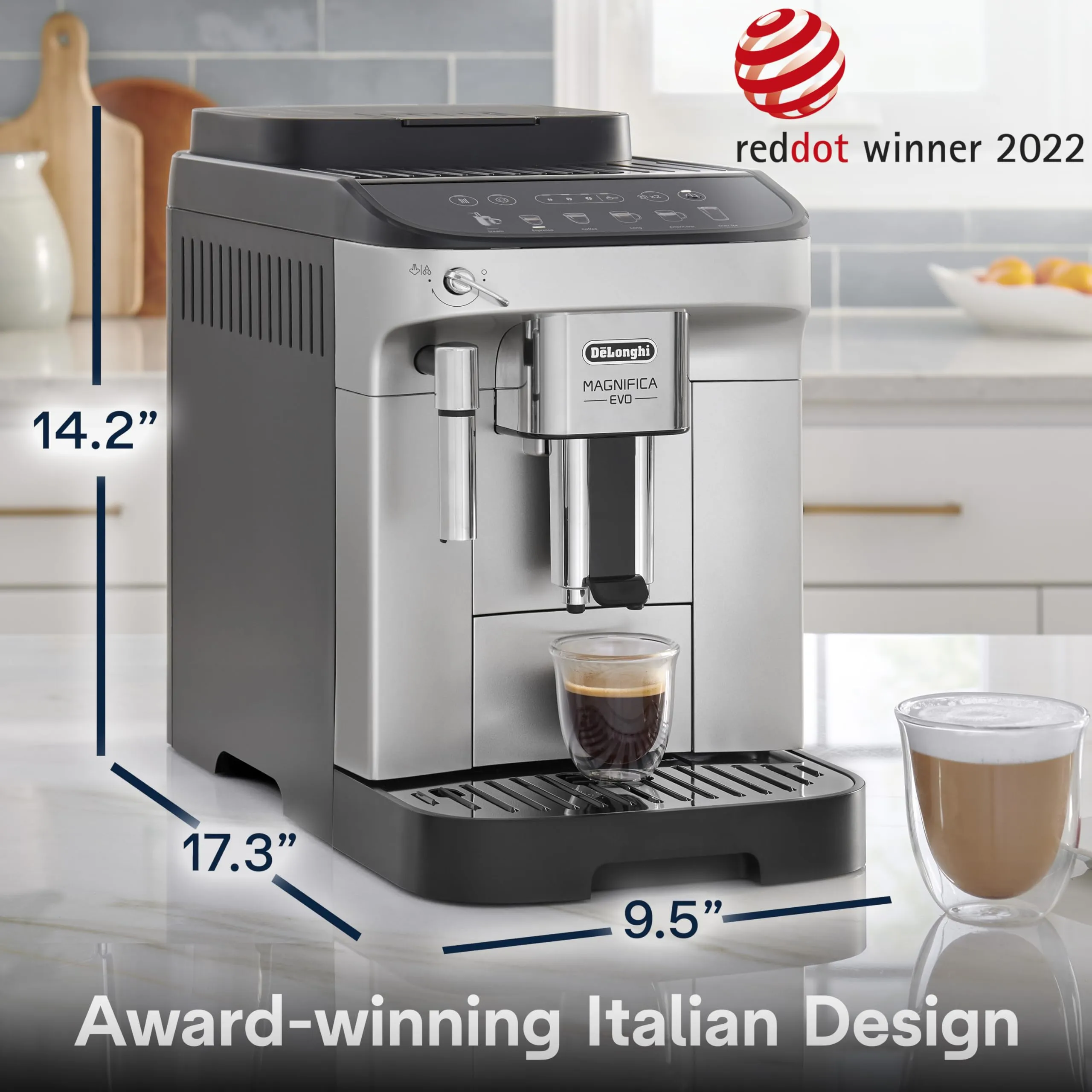 De'Longhi Magnifica Evo Automatic Espresso & Coffee Machine with Manual Milk Frother for Latte, Cappuccino, Iced Coffee, Built-in Grinder, ECAM29043SB