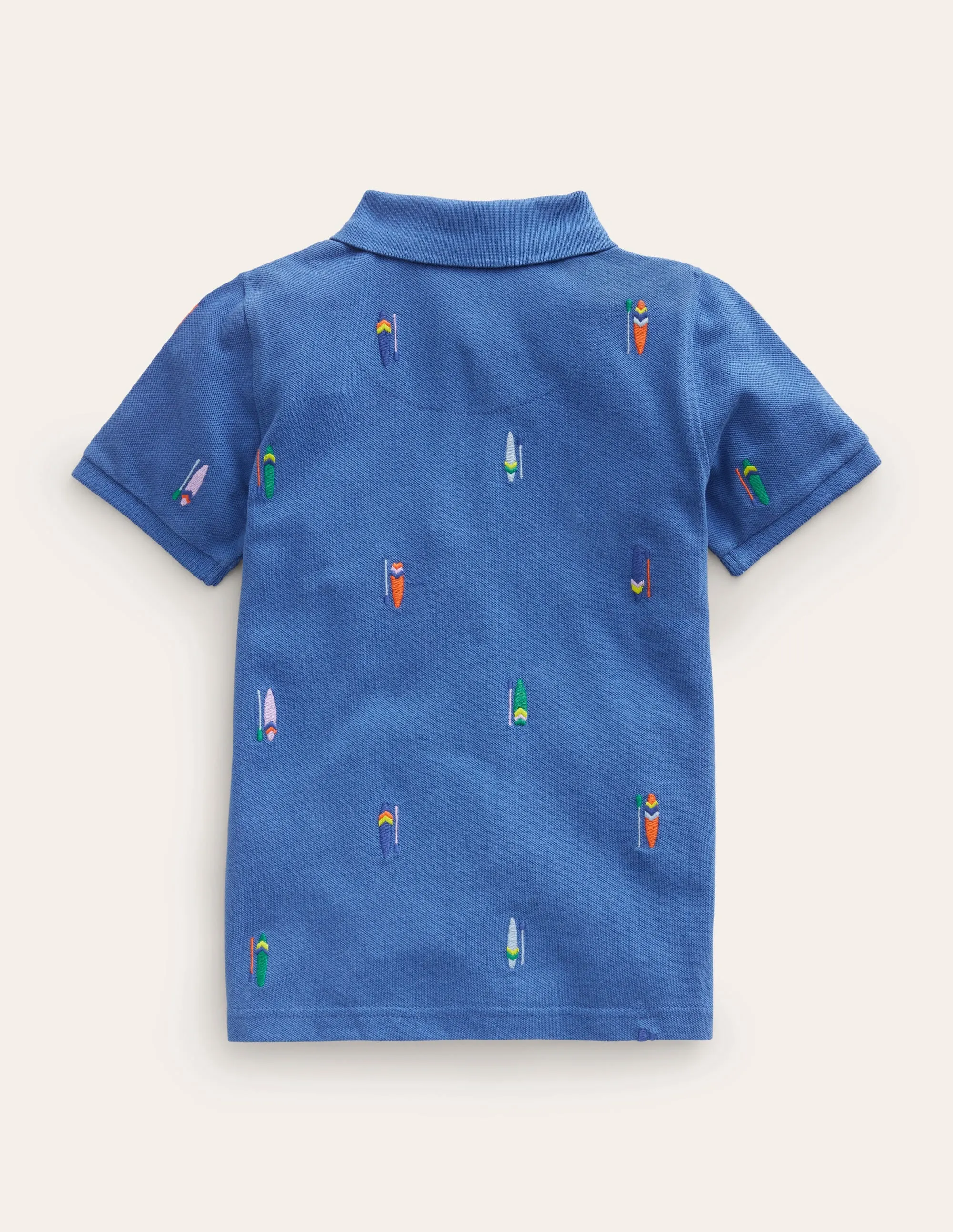 Embroidered Piqué Polo Shirt-Blue Paddle Boards