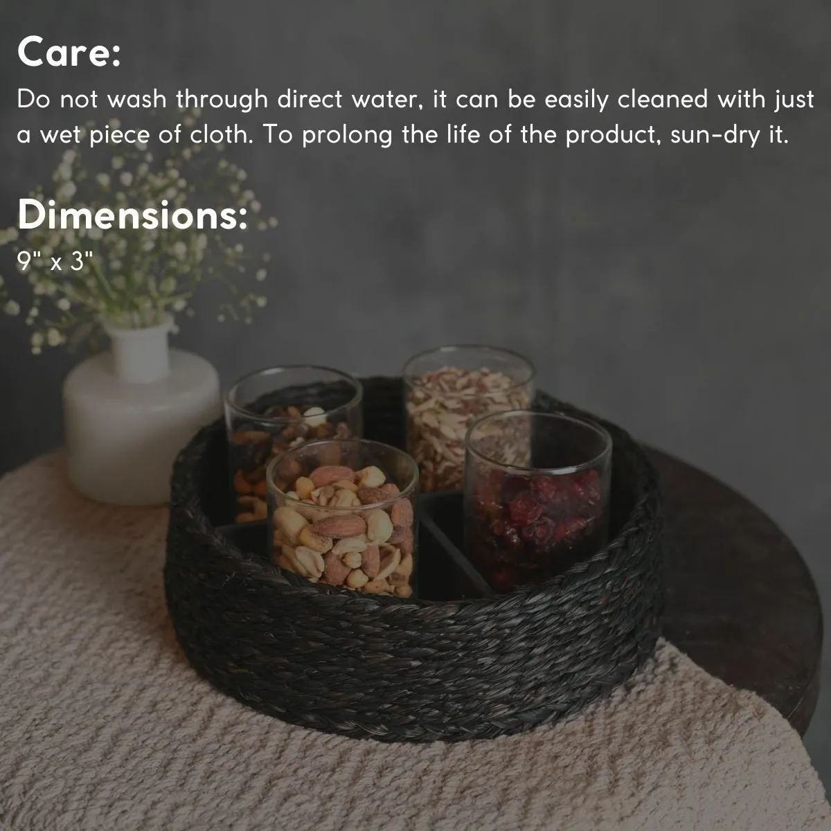 Handmade Sabai Grass Jewellery Box - Black