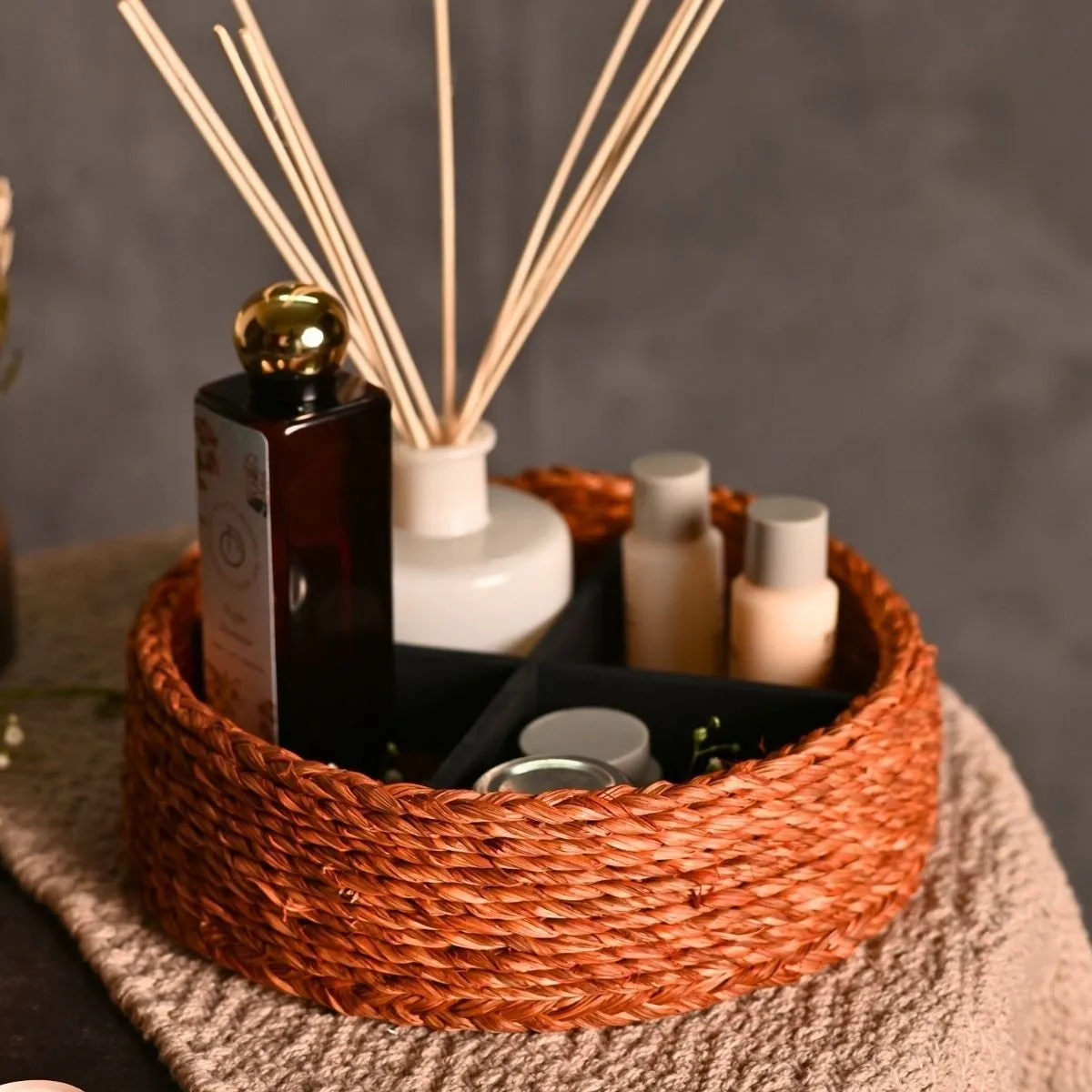 Handmade Sabai Grass Jewellery Box - Orange