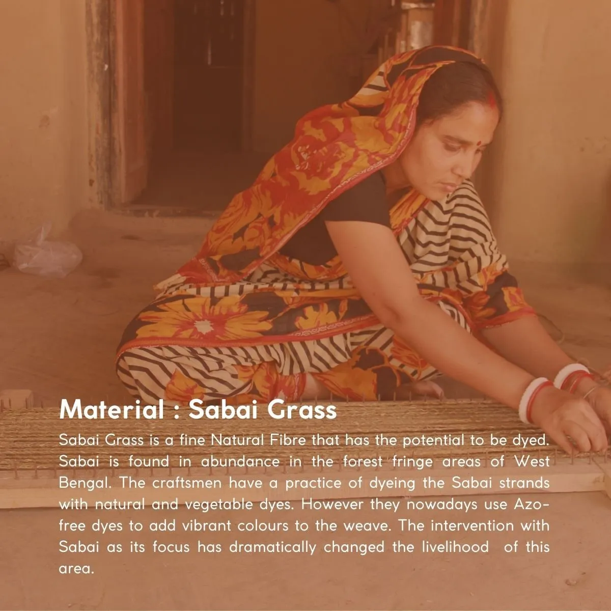 Handmade Sabai Grass Jewellery Box - Orange