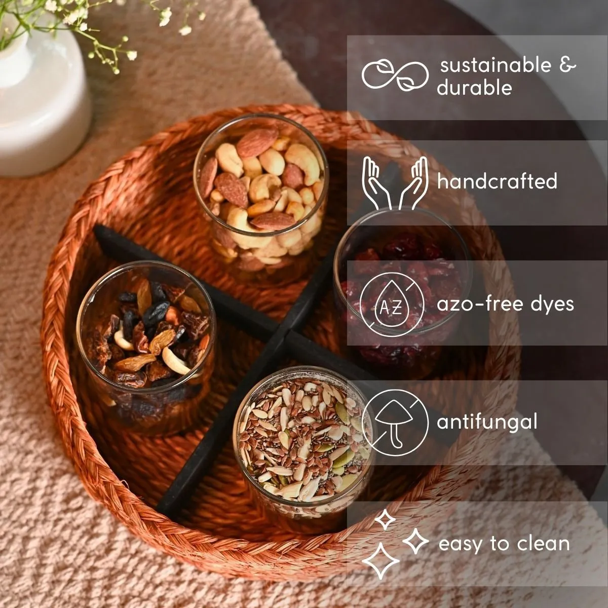Handmade Sabai Grass Jewellery Box - Orange