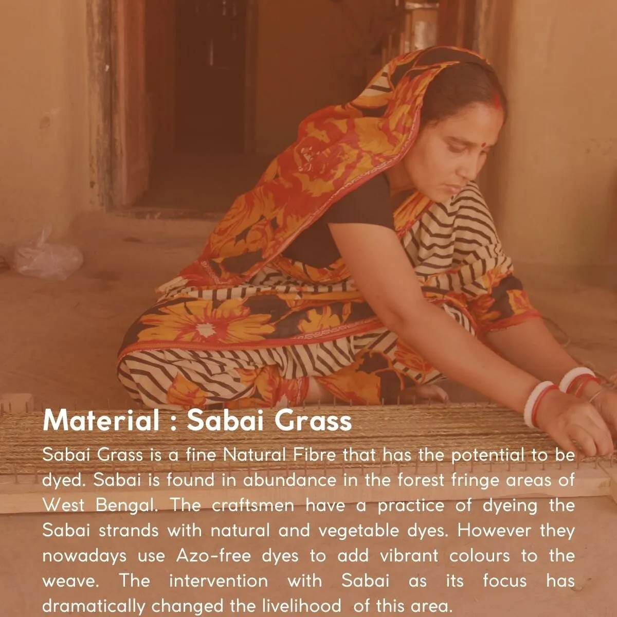 Handmade Sabai Grass Roti Box - Orange
