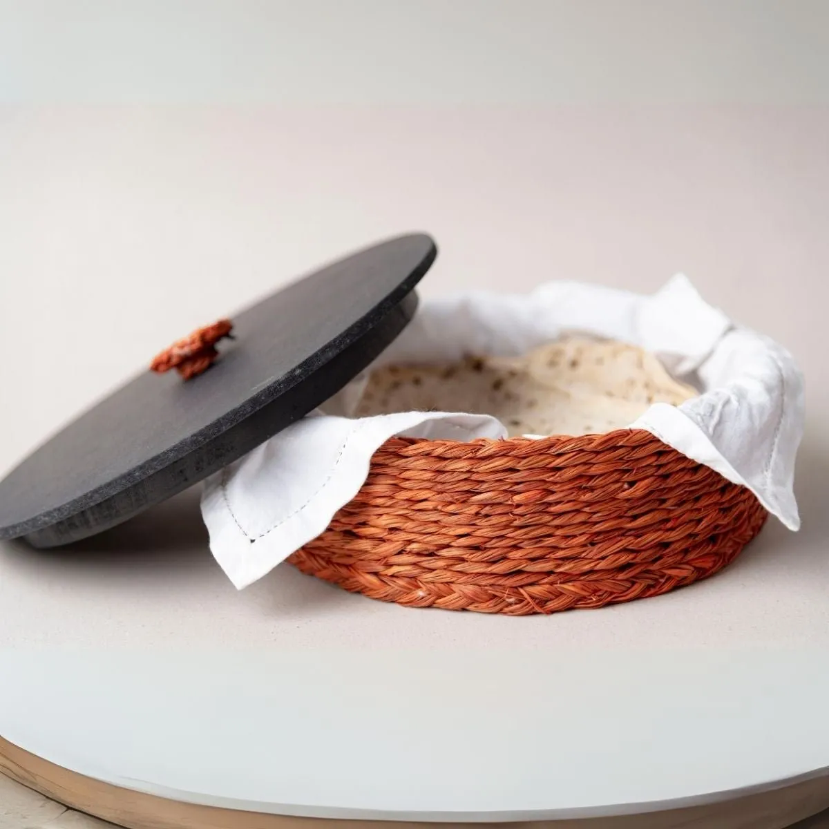 Handmade Sabai Grass Roti Box - Orange