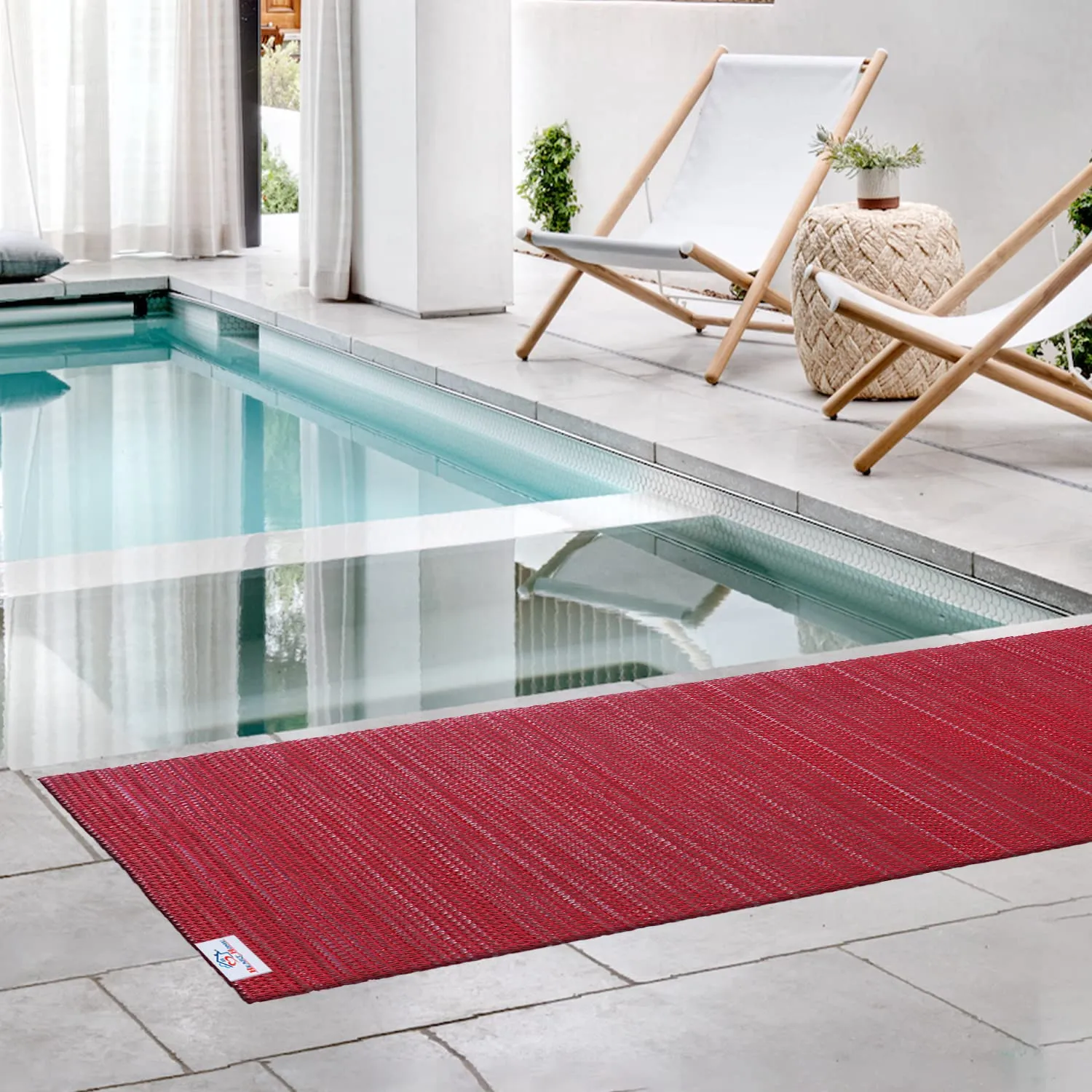 Heart Home Rubber Waterproof Anti-Skid Swimming Pool Mat|Shower Mat|Rainmat for Entrance Area,Bathroom,2 x 20 Feet (Red)