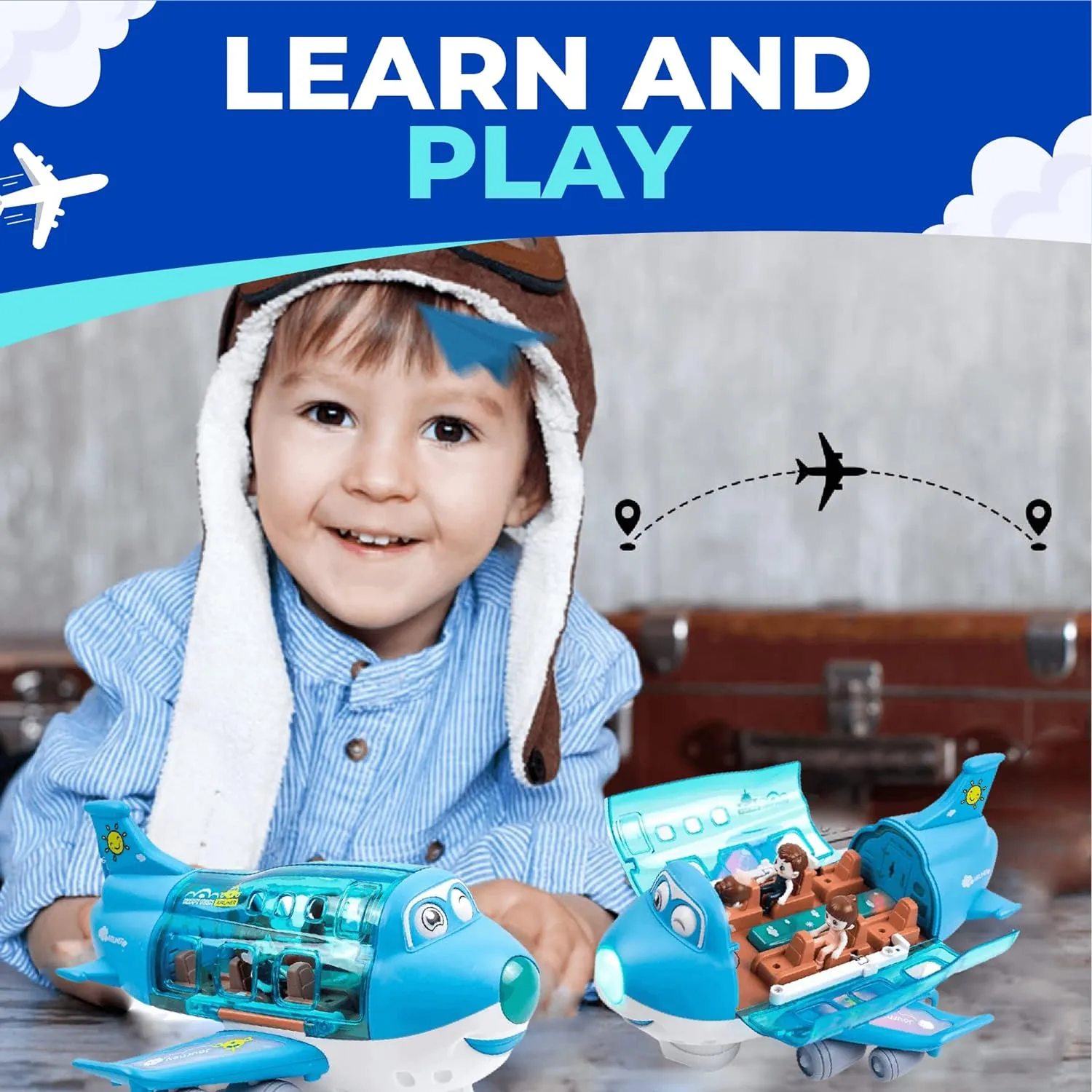 Light & Musical 360 Rotating Gear Airplane