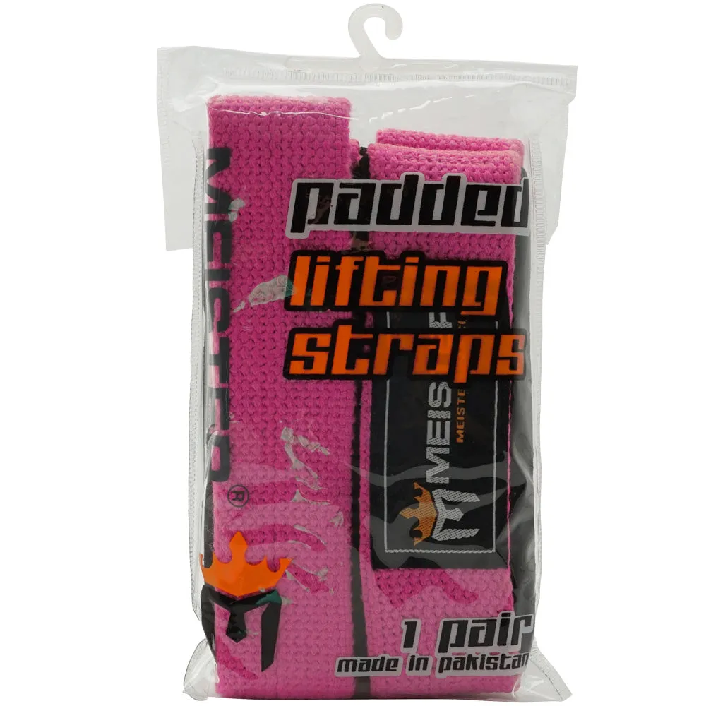 Neoprene-Padded Lifting Straps (Pair) - Pink
