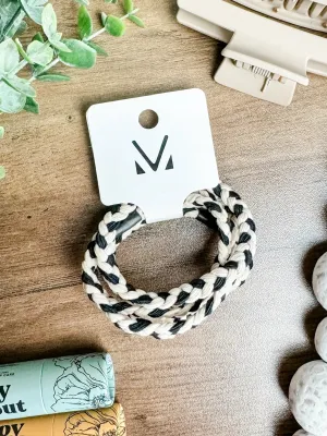 New! Hair Tie Bracelet Set - Cream and Black