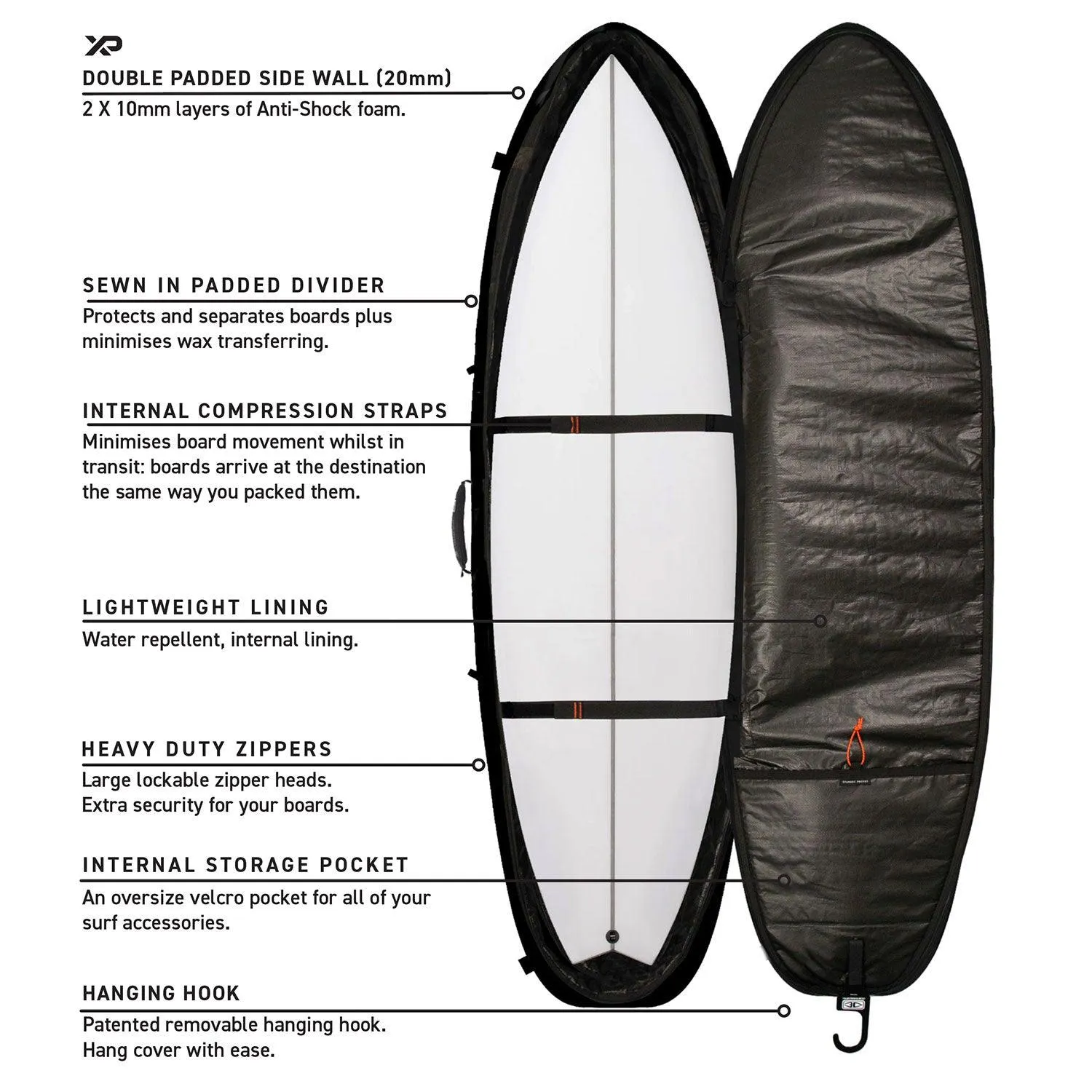 Ocean & Earth Hypa Double 2 Surfboard Travel Coffin Cover