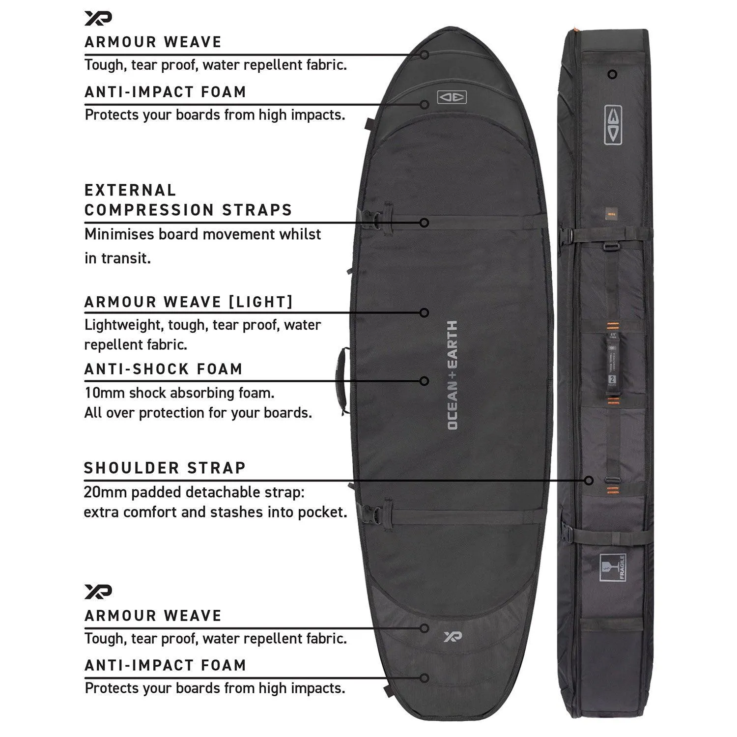 Ocean & Earth Hypa Double 2 Surfboard Travel Coffin Cover