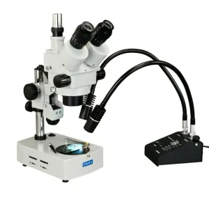 OMAX 3.5X-90X Trinocular Zoom Stereo Microscope   Dual LED Goose-neck Light