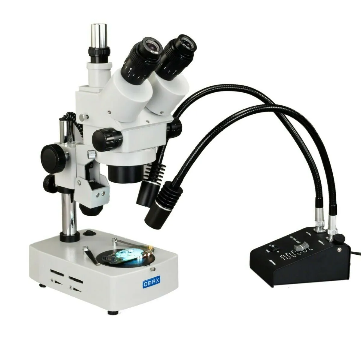 OMAX 3.5X-90X Trinocular Zoom Stereo Microscope   Dual LED Goose-neck Light