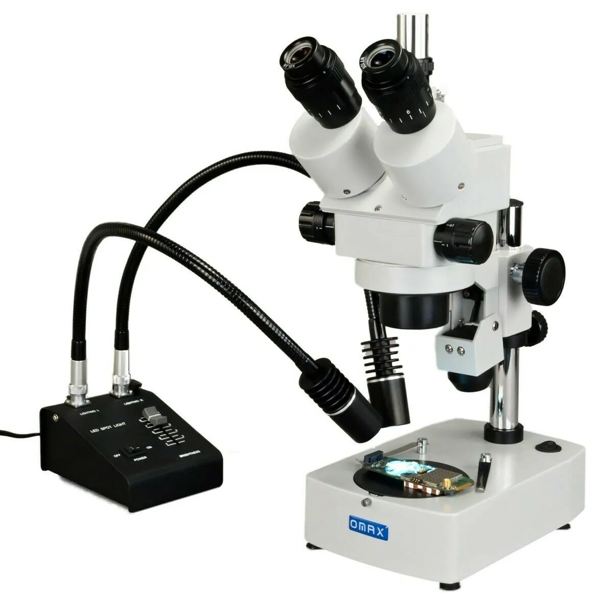 OMAX 3.5X-90X Trinocular Zoom Stereo Microscope   Dual LED Goose-neck Light