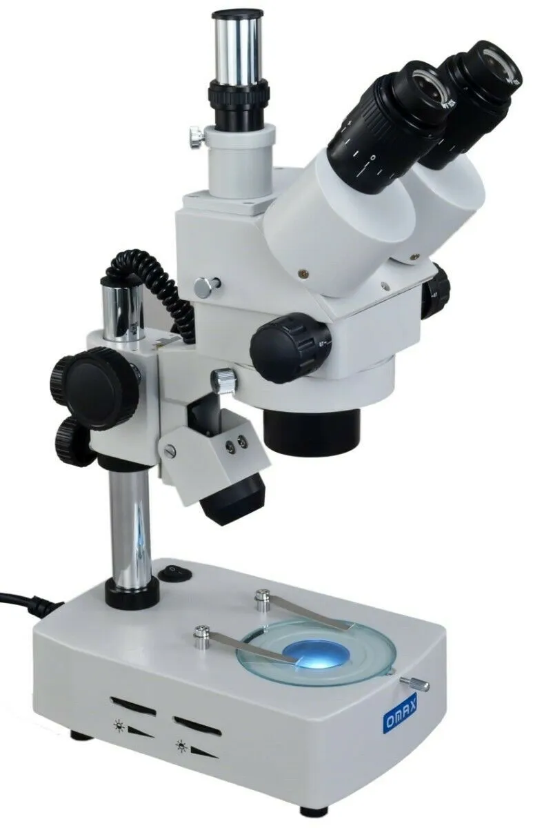 OMAX 3.5X-90X Trinocular Zoom Stereo Microscope   Dual LED Goose-neck Light