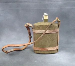 Original British Army Water Bottle in Leather Skeletal Carrier