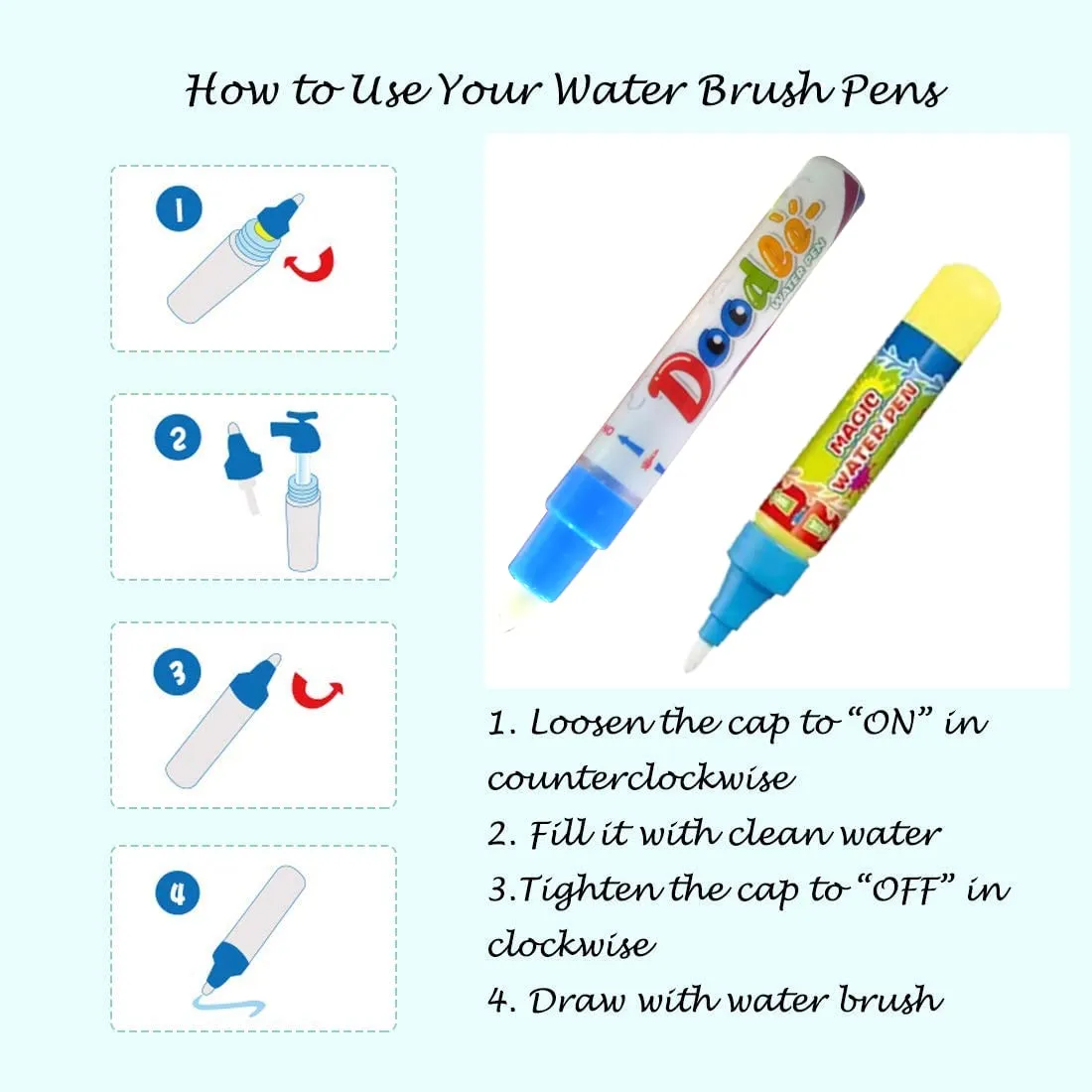 Party Propz Water Doodle Mat for Kids - Combo of 3 Pcs, Reusable Gift for Kids Age 3 to 7 | Mess Free Water Drawing Mat for Toddlers | Learning and Educational Doodle Mat for Girls, Boys, Kids