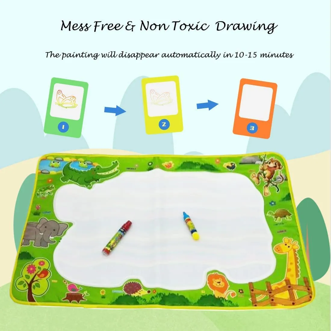 Party Propz Water Doodle Mat for Kids - Combo of 3 Pcs, Reusable Gift for Kids Age 3 to 7 | Mess Free Water Drawing Mat for Toddlers | Learning and Educational Doodle Mat for Girls, Boys, Kids