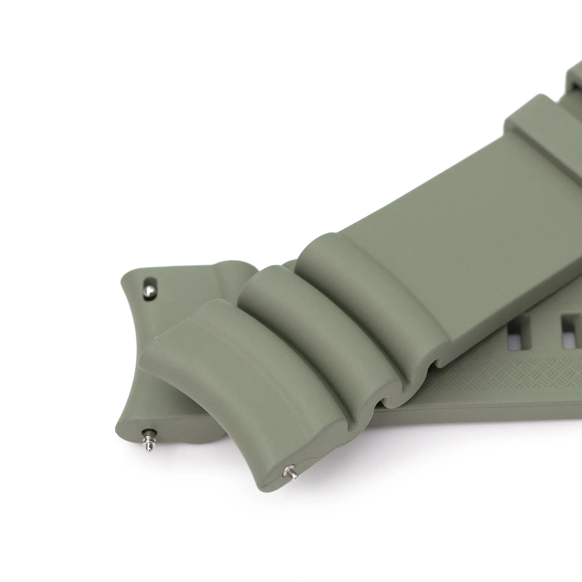 Q.R. Firewave Resilient Curved End FKM rubber Watch Strap, Ash Green 22mm