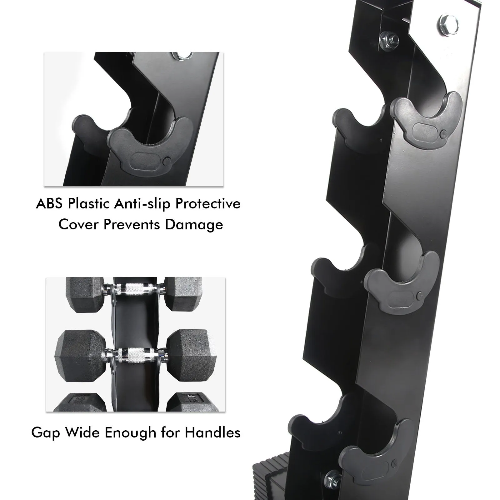 RitFit PVC-Coated Round Head Dumbbells Set with Rack