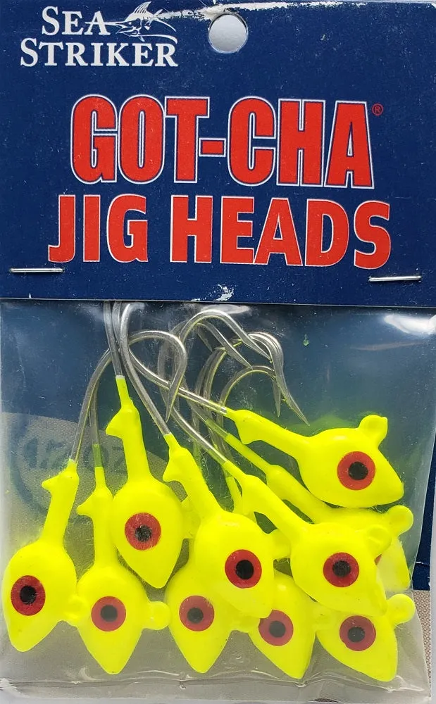 Sea Striker Got-Cha Jig Heads Chartreuse 1/2oz 10pk