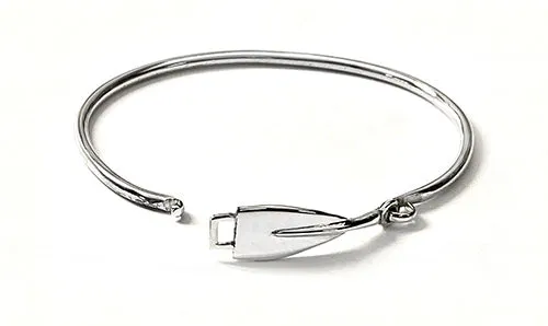 Small Rowing Blade and Shaft Hinged Bracelet Sterling Silver