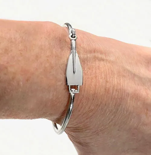 Small Rowing Blade and Shaft Hinged Bracelet Sterling Silver