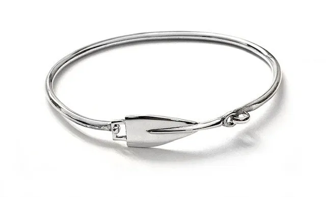 Small Rowing Blade and Shaft Hinged Bracelet Sterling Silver