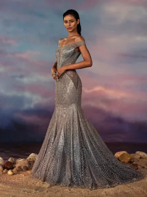 Space Grey Fish Cut Beryl Gown
