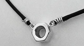 Sterling Silver 7/16 Nut on Leather Rowing Necklace