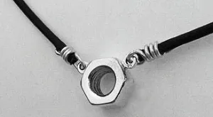 Sterling Silver 7/16 Nut on Leather Rowing Necklace