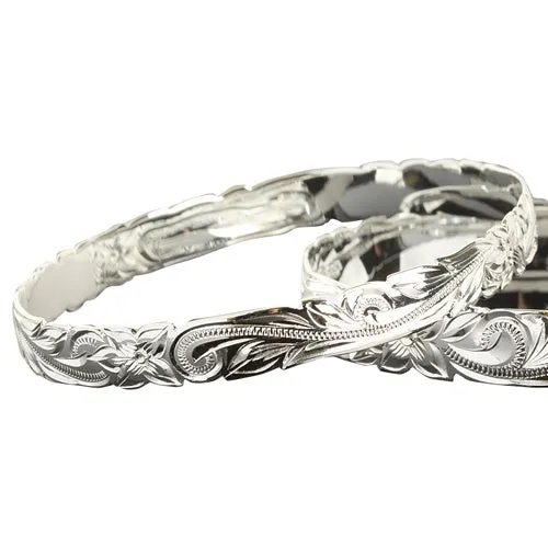 Sterling Silver Hawaiian Scroll Cut Out Edge Baby Bangle 6mm/8mm