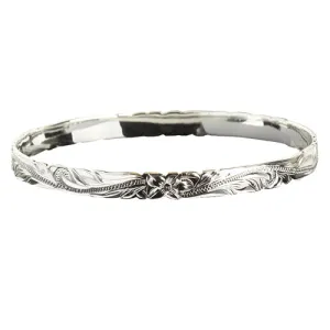 Sterling Silver Hawaiian Scroll Cut Out Edge Baby Bangle 6mm/8mm