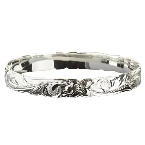 Sterling Silver Hawaiian Scroll Cut Out Edge Baby Bangle 6mm/8mm