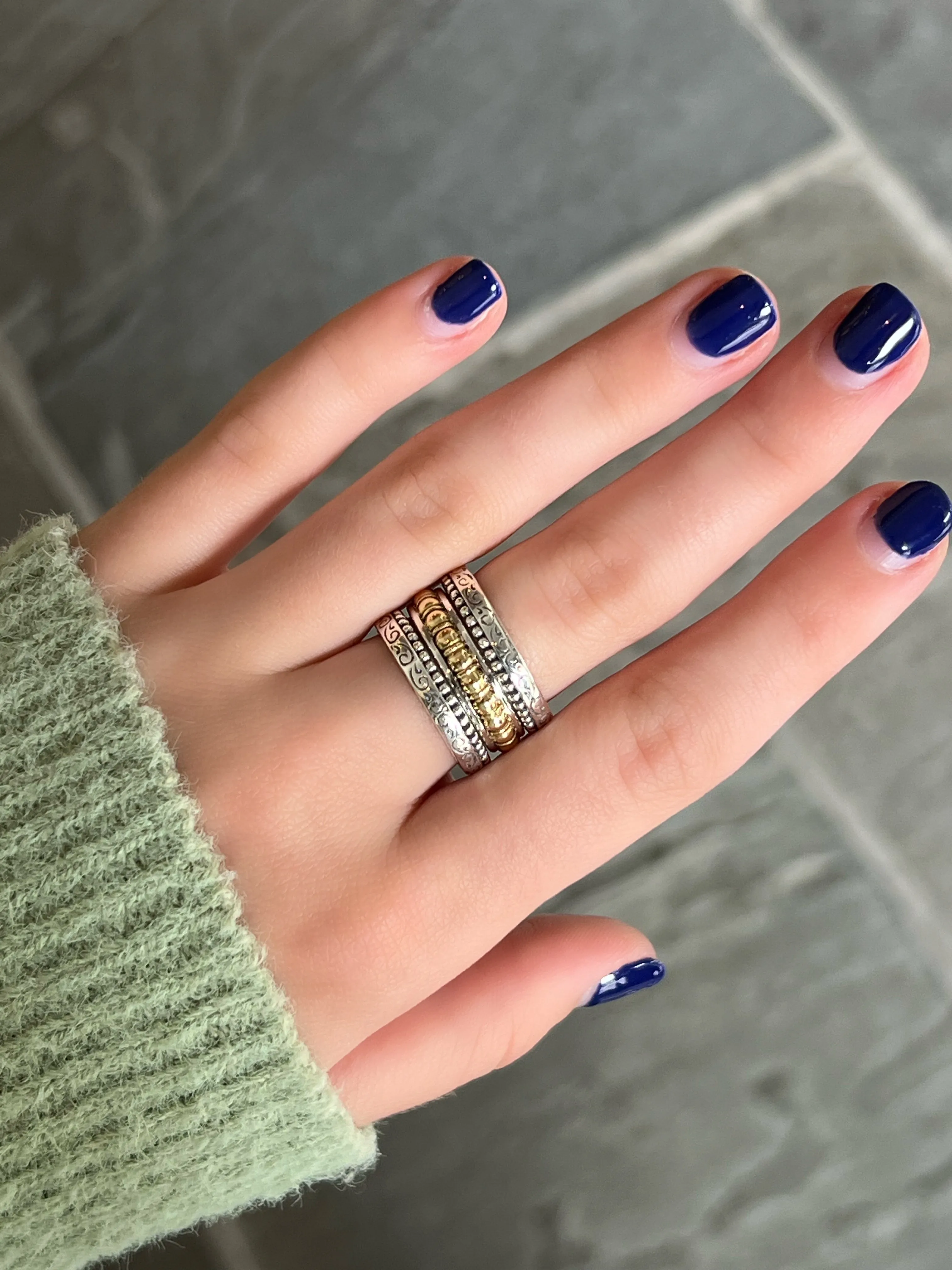 Triple Band Mixed Metal Flexible Ring