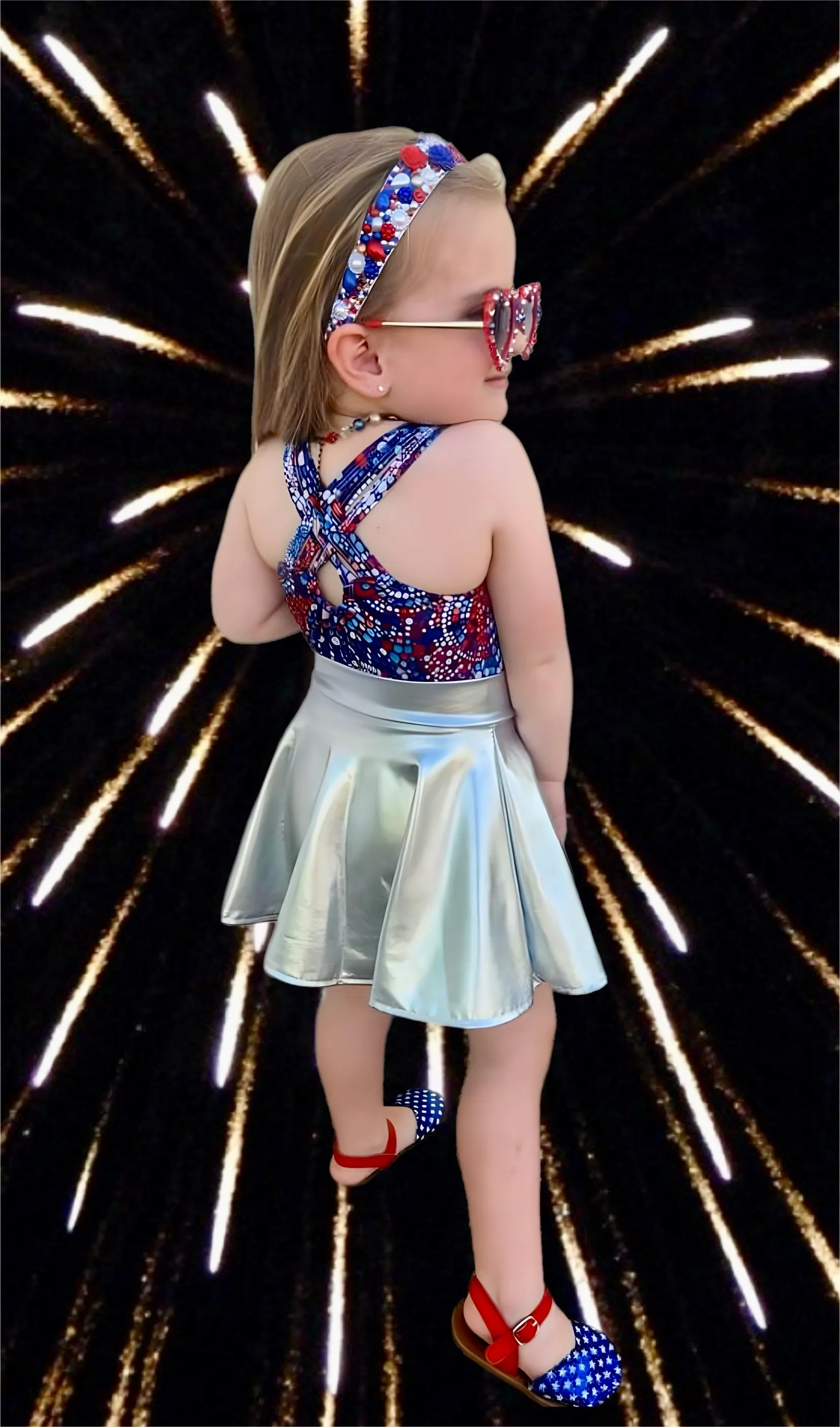 Twirl Skort ~ Metallic Silver