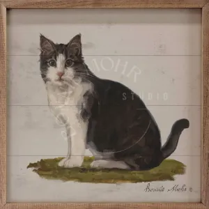 Wood Art - Farm Animal Series - Cat On Grass